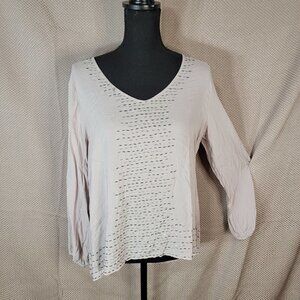 BKE Boutique Buckle Brand Beaded Boho Southwestern Blouse Top Hi‎ Low Hem XL